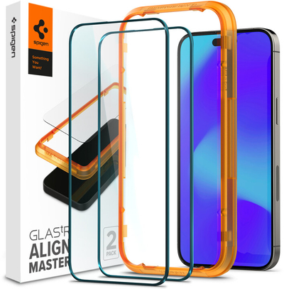 Xham mbrojtës Spigen tR Align Master për Apple iPhone 14 Pro Max, i zi, 2 copë