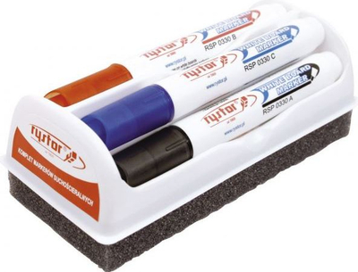 Markera për tabla të bardha Rystor Dry-erase RSP RX5551, majë e rrumbullakët, set 4 copë, shumëngjyrëshe