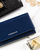 Portofol gocash Peterson Classic, lëkurë natyrale me llustër, RFID, blu navy