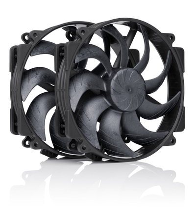 Ventilatorë PC Noctua NF-A14x25r G2 PWM Sx2 PP Chromax Black, set 2x 140mm, qetë, të zinj