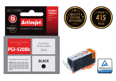 Ngjyrë për printer Activejet ACC-520BN (zëvendësim për Canon PGI-520Bk), 20 ml, e zezë
