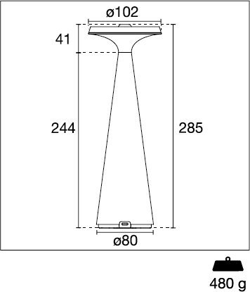 Lampë tavoline Centry Opera, LED 1.9W, me bateri e rikarikueshme, me dritë që rregullohet, ngjyrë ari