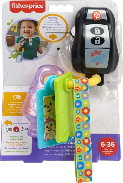 Lodër edukative çelësa Fisher Price ABC 123 HXF51, tinguj muzikorë, për foshnje, shumëngjyrëshe