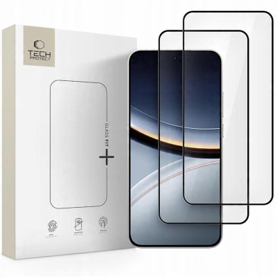 Mbrojtës ekrani xhami Tech-Protect Glass Fit+ për Xiaomi Poco F7 5G, 2 copë, i zi