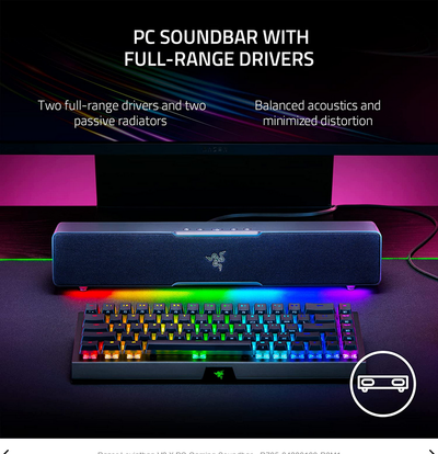 Soundbar Razer Leviathan V2 X, për PC, lidhje USB C, i zi