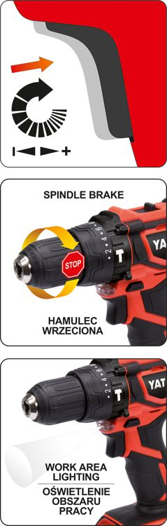 Stërvitëse pa kabllo YATO YT-82783, 18V, 40Nm, e kuqe e zezë
