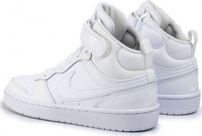Atlete për djem Nike Court Borough 2 Mid, lëkurë, taban gome, të bardha