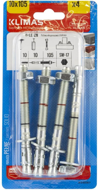 Ankora ekspres Quantec B-LE-ZN-10105, M10x105, set 4 copë, metalike