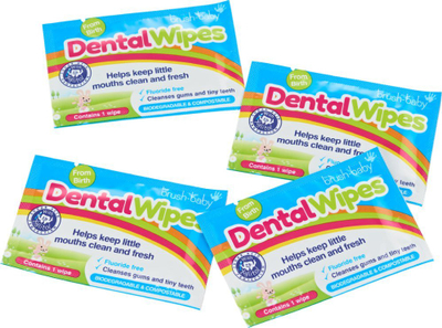 Peceta dentare Brushbaby Wipes with Xylitol, 28 copë, për foshnja