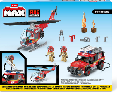 Set tulla ndërtimi ZURU Max Fire Adventure, 265 copë, për kalama 6+, i kuq