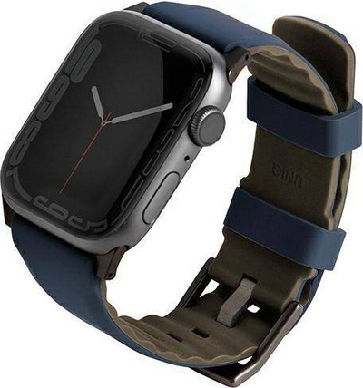 Rrip dore Uniq Linus Airosoft Silicone për Apple Watch 44 45 49mm, silikon, blu