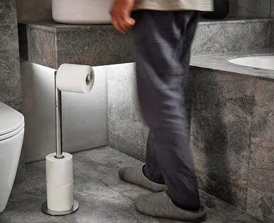 Mbajtës letre tualeti Joseph Joseph EasyStore Luxe, 2 në 1, çelik inox, gri