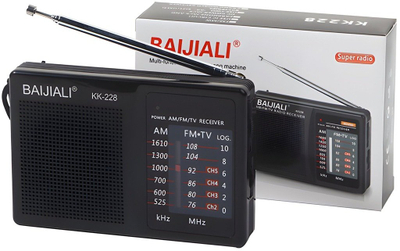Radio portative Baijiali KK-228, AM/FM, me bateri, e zezë