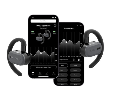 Kufje pa tela TOZO OpenBuds, open ear, Bluetooth 5.3, të zeza
