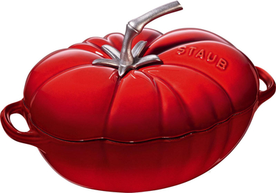 Tenxhere gize Staub Tomato Cocotte, 25cm, për furrë dhe induksion, e kuqe qershi
