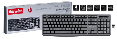 Tastierë wireless Activejet K-3803SW, 1x AAA, e zezë