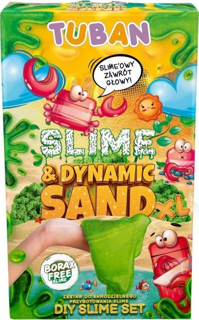 Set lojërash slime dhe rërë kinetike TUBAN DIY XL, slime jeshile, për fëmijë 3+