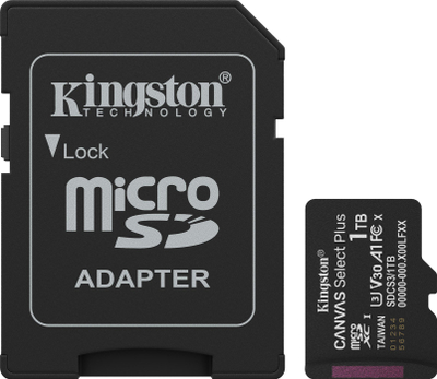 Kartë memorje Kingston Canvas Select Plus Gen3, 1TB, MicroSDXC A1 150MB/s, me adapter