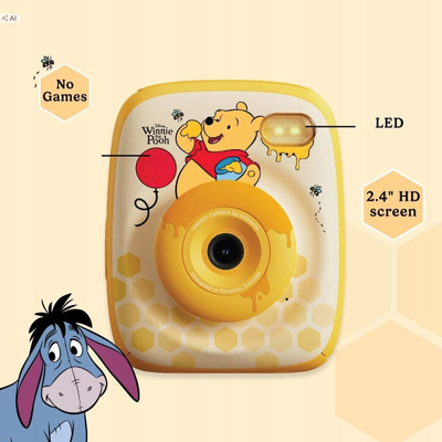 Aparat fotografik fëmijësh Kiimento P2, 48MP, printer foto 1080p, i verdhë Disney Winnie the Pooh