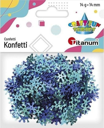 Konfeti me borëreshka Titanum Snowflakes, 14mm, 14g, blu deti edhe ultramarin