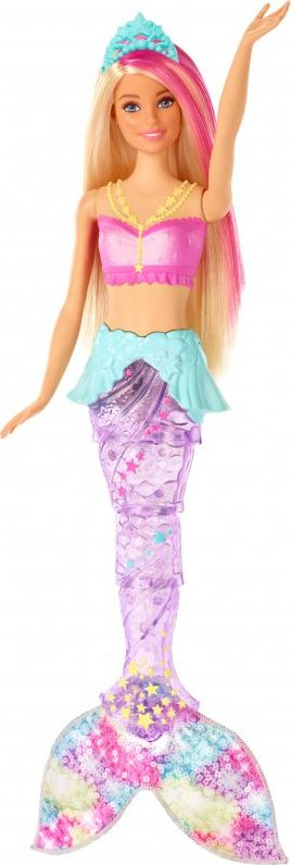 Kukull sirenë Barbie Dreamtopia Shining Tail me bisht shumëngjyrësh dhe flokë bjonde me rozë
