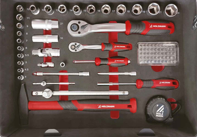 Кутија со алат HOLZMANN WZK119ECO, сет 119 парчиња, со рачка за носење, сребрена