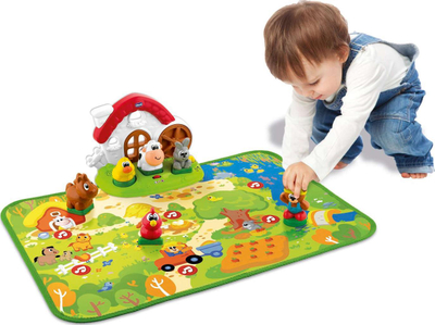 Tapet interaktiv për fëmijë Chicco Interactive Mat Farm, funksione zanore PL EN, me motive ferme, shumëngjyrësh