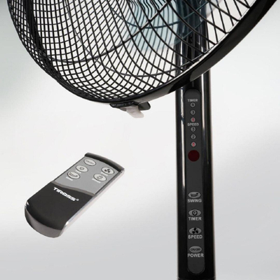 Ventilator ne kembe Tiross, me telekomande, me kohematës, i bardhe