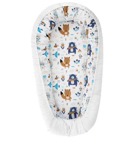 Set foshnje Infant Cocoon Nest Large, fole me dyshek jastëk dhe batanije swaddle, pambuk, e bardhë