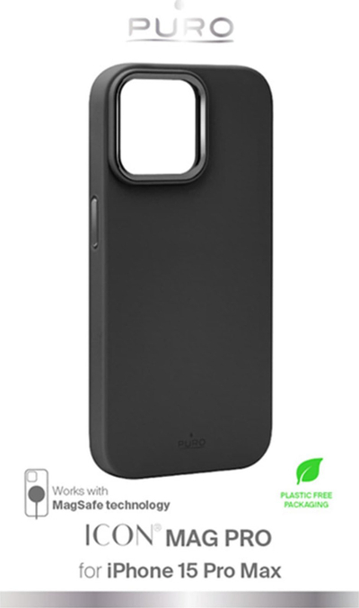 Kapak telefoni Puro ICON Mag Pro për iPhone 15 Pro Max, silikon, MagSafe, i zi