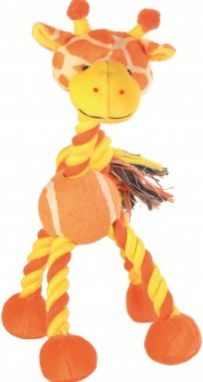 Играчка за кучиња Трикси Тојс, сет 4 парчиња, тениско топче со јаже, 28 cm, шарена