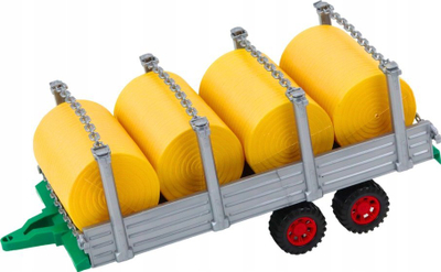 Lodër traktor ferme me rimorkio dhe bale kashte, plastikë, i kuq