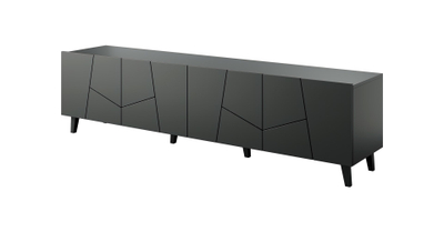 Komodë TV Cama Meble Etna, 200x42x52 cm, e zezë mat