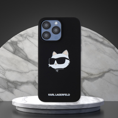 Mbulesë telefoni Karl Lagerfeld Choupette Head për iPhone 16, silikon, rozë