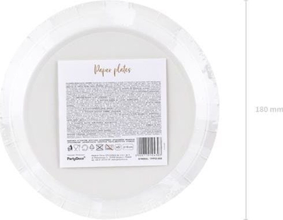 Pjatë torte Dekor, set 6 copë, 18cm, e bardhë me pika rose gold