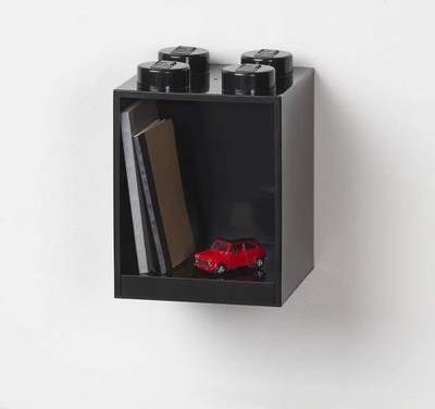 Raft muri LEGO Brick Shelf 4 Stud, plastik, për kalamaj, i zi