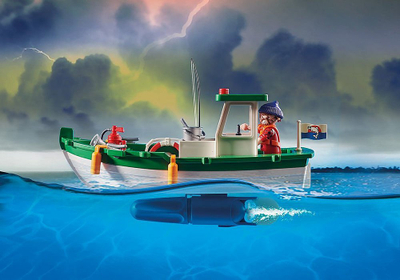 Set lodër Playmobil Coastal Fire Mission 70491, 55 pjesë, me helikopter edhe varkë shpëtimi, shumëngjyrësh