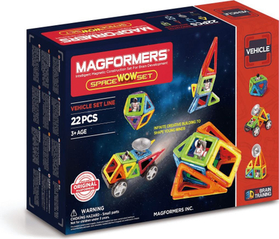 Blloqe magnetike për fëmijë Magformers Klocki Spacecraft, 22 pjesë