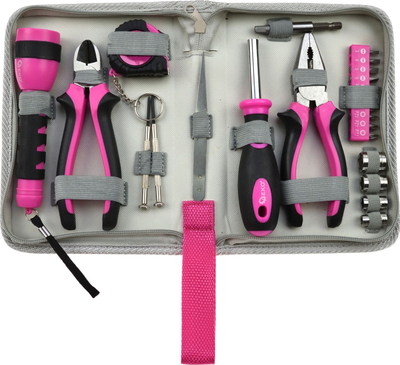 Set veglash GEKO G10107, 23 copë, me kuti, rozë