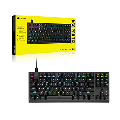 Tastierë gaming Corsair K60 Pro TKL, optiko mekanike OPX, me kabllo, RGB, e zezë