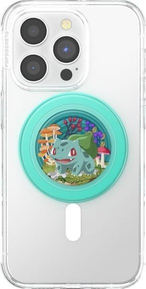 Mbajtëse telefoni PopSockets MagSafe PopGrip me unazë adapter, Bulbasaur Mint