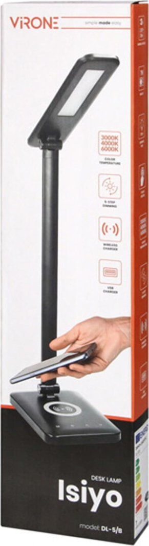 Llambë tavoline ISIYO LED 7W, karikues me induksion dhe USB, 390lm, e bardhë
