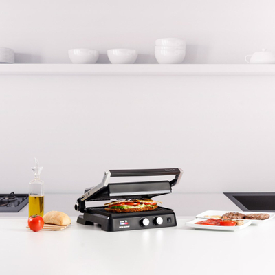 Grill elektrik Taurus Bistro Gourmet, 2600W, pllaka të palosshme, i zi