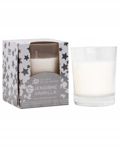 Qiri me aromë La Casa De Los Aromas X-Mas Ginger Vanilla, 120 g, në gotë, i bardhë