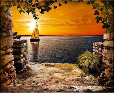 Set pikture me xixa Landscape Sunset, 5D, 30x40cm, shumëngjyrësh