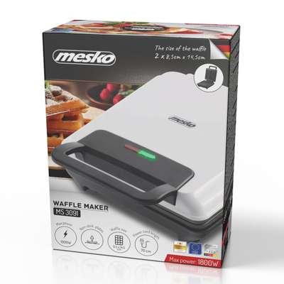 Aparat për waffle Mesko MS 3091, pllaka jo ngjitëse, i bardhë