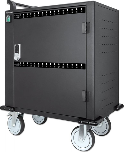 Количка за полнење Манхетен MH 32 USB C PD, 576W, 32 порти, црна