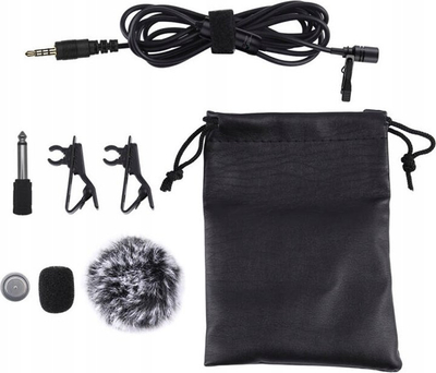 Mikrofon lavalier Puluz PU427, me jack 3.5mm, kabllo 6m, i zi