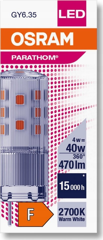 Llambë LED Ledvance PARATHOM PIN 12V, 4W 2700K, bazë GY6.35, transparente