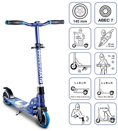Trotinetë SIX DEGREES Junior Scooter, rrota 145 mm, deri 100 kg, blu